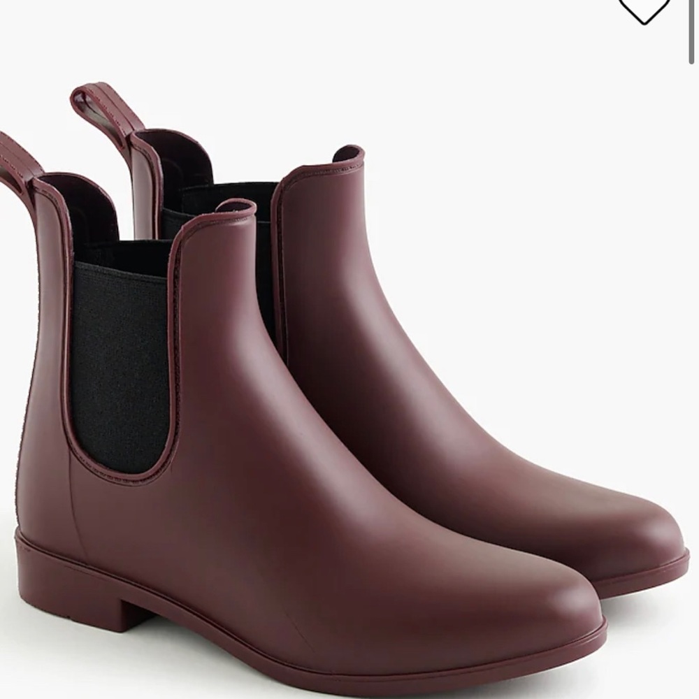 J.crew Matte Chelsea rain boots burgundy size 7